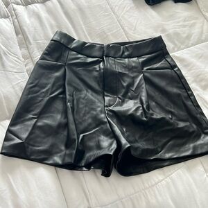 ZARA faux leather high rise shorts